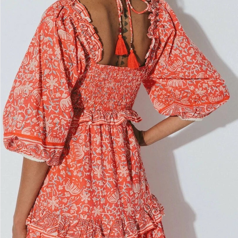 Cleobella Orange Floral Midi Dress - Picture 2 of 7